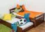 Kinderbett / Jugendbett "Easy Premium Line" K1/2h inkl. 2. Liegeplatz und 2 Abdeckblenden, 90 x 200 cm Buche Vollholz massiv dunkelbraun lackiert