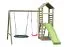 Spielturm PZ02 inkl. Wellenrutsche | Sandkasten | 1 Nestschaukel | Rutsche: Grün| 1 rote Einzelschaukel | Maße: 317 x 343 cm (B x T)