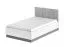 Einzelbett Vibank 05 in Weiß matt / Grau, Liegefläche 120 x 200 cm, Gästebett mit aufklappbarem Lattenrost, ABS-Kantenschutz, Kopfteil mit grauer Polsterung