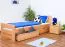 Kinderbett 90 x 200 cm | Massivholz: Buche | Natur Lackiert | inkl. 2 Schubladen und Lattenrost Abbildung