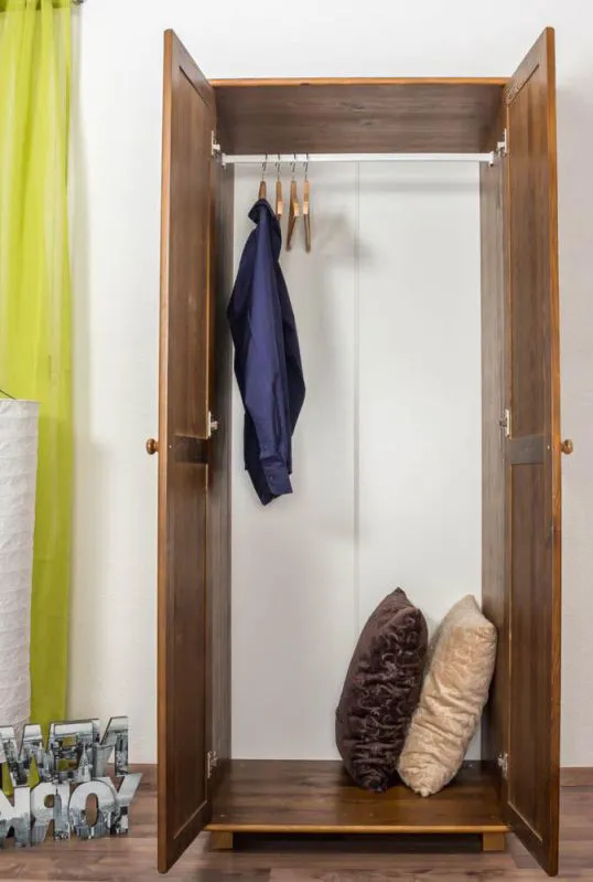 Massivholz-Schrank Kiefer, Farbe: Eiche 190x80x60 cm Abbildung