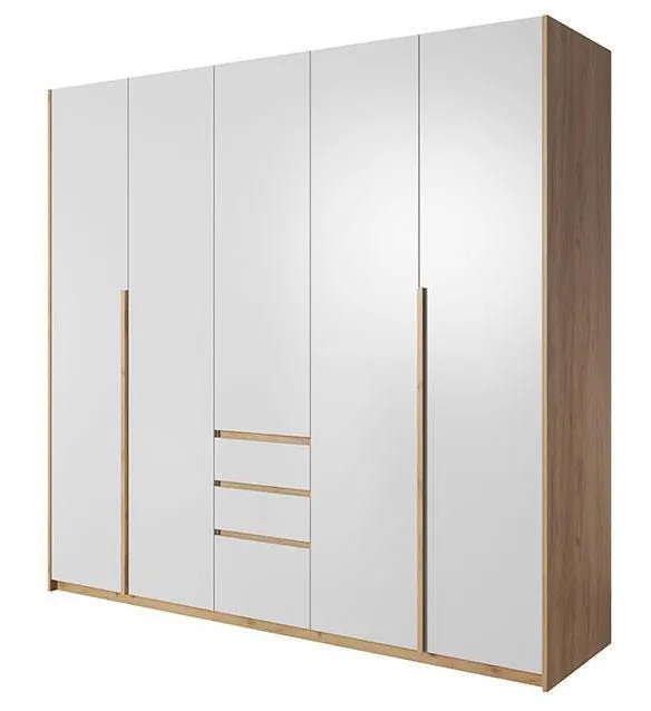 Schlafzimmer - Kleiderschrank, Farbe: Eiche / Weiß matt - 214 x 225 x 60 cm (H x B x T) Abbildung