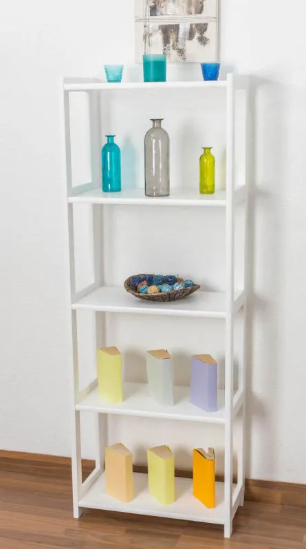 Regal - 60 cm breit, Kiefer Holz-Massiv, Farbe: Weiß Abbildung