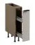Küchenunterschrank / Apothekerschrank | 1 Schublade mit 2 Regalen | Farbe: Eiche Baltic Storm / Beige | Soft-Close Funktion | 20 x 52 x 87 cm | schmal | verstellbare Beine | Metallgriff