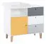 Jugendzimmer - Kommode Syrina 03, Farbe: Weiß / Grau / Gelb - Abmessungen: 97 x 104 x 55 cm (H x B x T)
