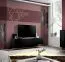 Dunkle Wohnzimmer Wohnwand Hompland 04, Farbe: Schwarz - Abmessungen: 170 x 260 x 40 cm (H x B x T), mit Push-to-open Funktion