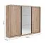 Schiebetürenschrank / Kleiderschrank | 11 Fächer | Eiche Canella | 1 Kleiderstange | 1 Spiegeltür | 240 x 49 x 215 cm | 9 Einlegeböden