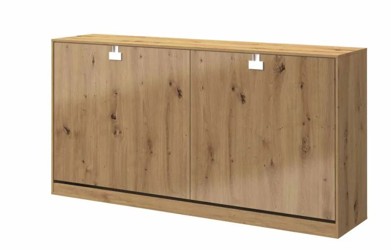 Schrankbett / Jugendbett Garian 20 horizontal, Farbe: Eiche / Weiß - Liegefläche: 90 x 200 cm (B x L)