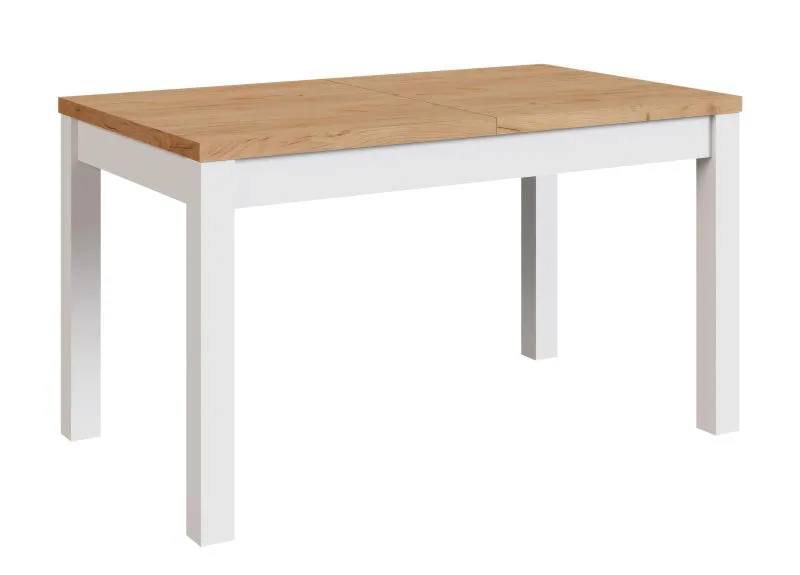 Stabiler ausziehbarer Esstisch Temerin 35, Eiche Gold Craft / Weiß matt, 135-175 x 80 cm, gut kombinierbar, für jedes Esszimmer geeignet, einfache Montage