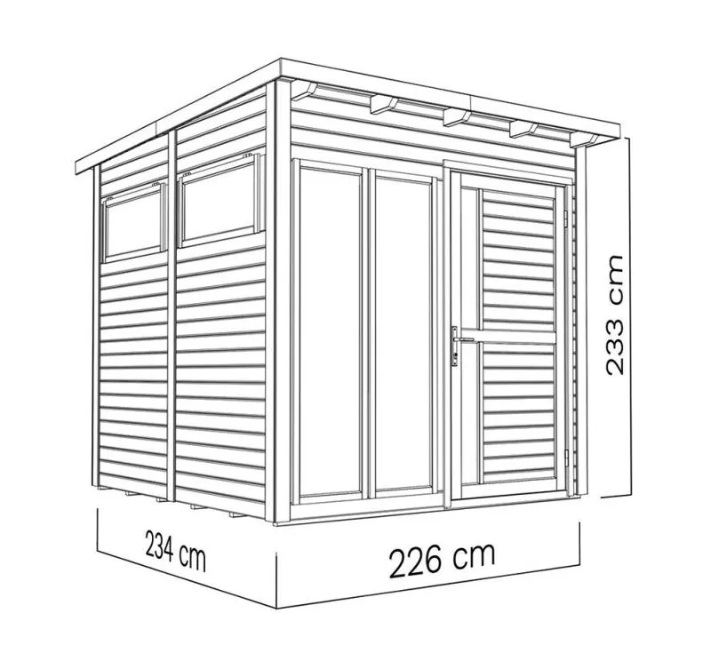 Holz-Gartenhütte 2,46 x 2,65 Meter (inkl. Dach) | Naturbelassen | Abbildung