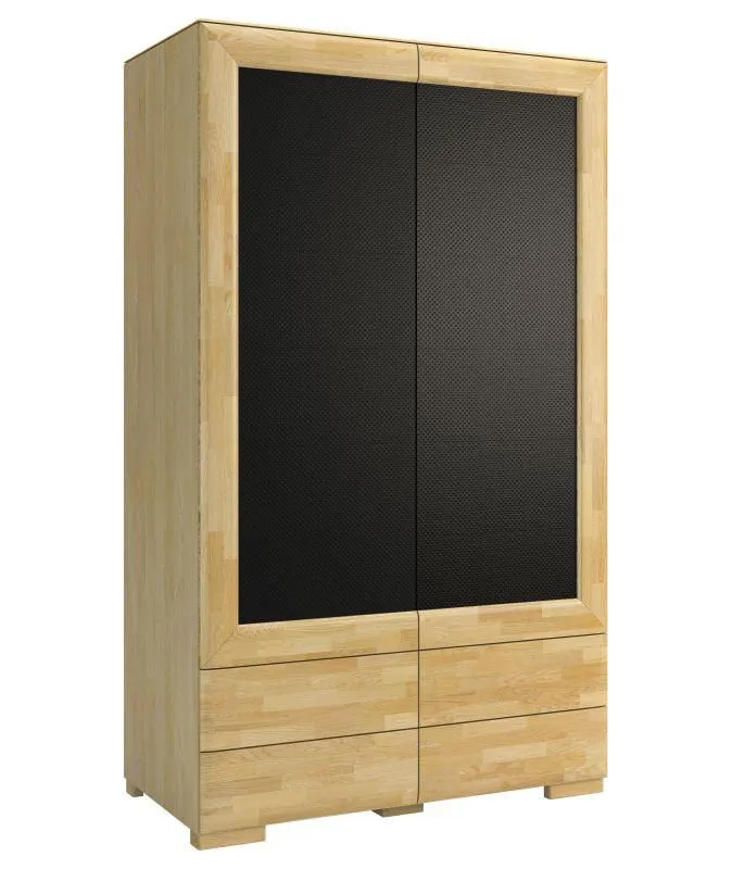 Kleiderschrank teilmassiv Eiche / Schwarz 204x121x61 cm Abbildung