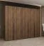 Kleiderschrank / Drehtürenschrank | Farbe: Walnuss | fünf Türen | drei Kleiderstangen | 2,5 Meter breit | drei Fächer | Griffe: Schwarz | Soft-Close-Funktion