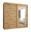 Schiebetürenschrank Aletschhorn 17, eine Spiegeltür, Farbe: Eiche Artisan, 2 Meter breit, 10 Fächer, zwei Kleiderstangen, Kleiderschrank, Aluminiumschienen