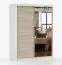Schiebetürenschrank / Kleiderschrank mit Spiegel | 200 x 150 x 61 cm | Sonoma Eiche / Weiß | Bucegi 22 | 2 Türen | Griffe: Aluminium | 6 Fächer