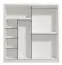 Kleiderschrank mit Spiegel Apatin 04, Farbe: Weiß, drei Kleiderstangen, Schiebetürenschrank, fünf Fächer, Maße: 215,5 x 205 x 60 cm, einfach und ästhetisch