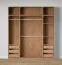 Offener Kleiderschrank | breit | 3 Kleiderstangen | Farbe: Eiche Puccini | 3 Innenschubladen | 4 Fächer | Maße: 206 x 55 x 234 cm | 2 Holzeinlegeböden