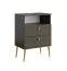Nachtkommode | 2 Schubladen | Farbe: Braun | Griffe & Beine: Gold | 1 offenes Fach | ABS-Kantenschutz | Maße: 50 x 34 x 69,5 cm | neutrales Design
