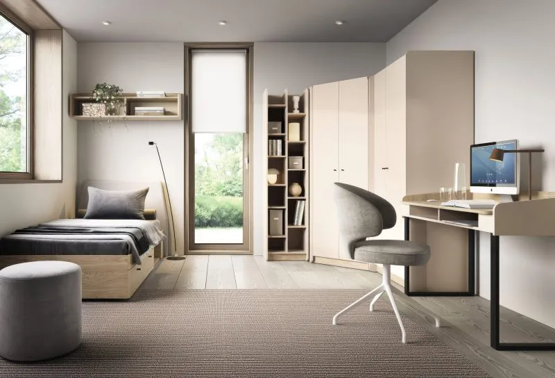Schlafzimmer Komplett - Set B Sampont, 6-teilig, Beige / Eiche hell, angenehmes Design, harmonische Farben, einfache und rasche Montage