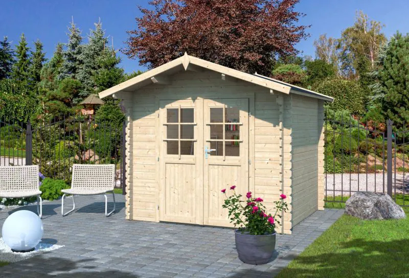 Gartenhaus Gartenfreude 3 - 28 mm Blockbohlenhaus, Grundfläche: 7,39 m², Satteldach