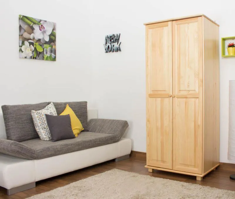 Kleiderschrank 2-türig, Farbe: Natur 190x90x60 cm Abbildung
