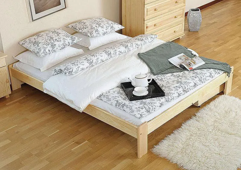 Bett 140 x 200 cm Kiefer massiv Natur Abbildung