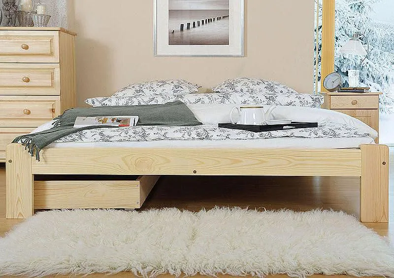 Massivholzbett Kiefer 140 x 200 cm Natur mit Lattenrost Abbildung
