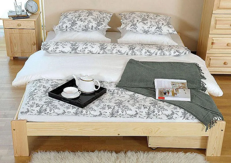 Bett 140 x 200 cm Kiefer Natur Abbildung