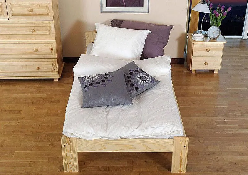 Bett 80 x 200 cm Kiefer massiv Natur Abbildung