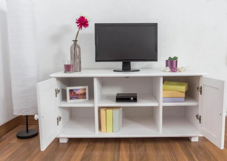TV-Unterschrank Massivholz Farbe: Weiß 55x118x47 cm Abbildung
