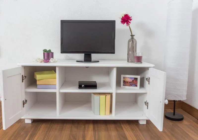 TV-Kommode Massivholz Farbe: Weiß 55x118x47 cm Abbildung