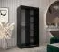Schiebetürenschrank / Kleiderschrank Jan 01B mit Spiegel, Farbe: Schwarz / Weiß matt - Abmessungen: 200 x 100 x 62 cm ( H x B x T)