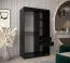 Schiebetürenschrank / Kleiderschrank Jan 02B mit Spiegel, Farbe: Schwarz / Eiche Sonoma - Abmessungen: 200 x 120 x 62 cm ( H x B x T)