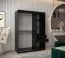 Schiebetürenschrank / Kleiderschrank Bisaurin 3B mit Spiegel, Farbe: Schwarz / Eiche Sonoma - Abmessungen: 200 x 150 x 62 cm ( H x B x T)