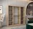 Schiebetürenschrank / Kleiderschrank Robinyera 04 mit Spiegel, Farbe: Eiche Sonoma / Weiß matt - Abmessungen: 200 x 180 x 62 cm ( H x B x T)