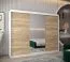 Schiebetürenschrank / Kleiderschrank Jan 06B mit Spiegel, Farbe: Weiß matt / Eiche Sonoma - Abmessungen : 200 x 250 x 62 cm ( H x B x T)