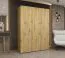 Drehtürenschrank mit zwei Kleiderstangen Eiger 13, Farbe: Eiche Artisan, 1,5 Meter breit, Kleiderschrank, Griffe: Kaschmir, zwei Fächer, drei Türen, Soft-Close