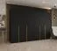 Drehtürenschrank Eiger 52, sechs Türen, Farbe: Schwarz, vier Kleiderstangen, 3 Meter breit, Soft-Close-Funktion, Kleiderschrank, Griffe: Gold, vier Fächer