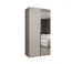 Kleiderschrank mit zwei Türen Eiger 64, Farbe: Kaschmir, eine Spiegeltür, Soft-Close-Funktion, 1 Meter breit, Griffe: Schwarz, eine Kleiderstange, ein Fach