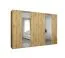 Kleiderschrank mit Soft-Close-Funktion Eiger 101, zwei Spiegeltüren, Farbe: Eiche Artisan, vier Kleiderstangen, 3 Meter breit, vier Fächer, Griffe: Kaschmir