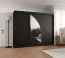 Schiebetürenschrank / Kleiderschrank Jorasses 23, Farbe: Schwarz, 2,5 Meter breit, fünf Fächer, zwei Spiegeltüren, zwei Kleiderstangen, Aluminiumschienen