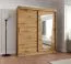 Schiebetürenschrank Aletschhorn 13, eine Spiegeltür, Farbe: Eiche Artisan, 1,8 Meter breit, 10 Fächer, zwei Kleiderstangen, Kleiderschrank, Aluminiumschienen