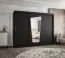 Schiebetürenschrank / Kleiderschrank Aletschhorn 23, Farbe: Schwarz, 10 Fächer, zwei Spiegeltüren, 2,5 Meter breit, zwei Kleiderstangen, Aluminiumschienen