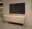 TV-Unterschrank | Farbe: Bolivar Natur / Cappuccino | 3 Drehtüren | 3 Fächer | Push-to-open Funktion | inkl. LED-Beleuchtung | 154 x 40 x 55 cm | TV-Board