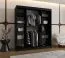 Kleiderschrank / Schiebetürenschrank Lagginhorn 15, Farbe: Schwarz, eine Spiegeltür, 1,8 Meter breit, 10 Fächer, Aluminiumschienen, zwei Kleiderstangen