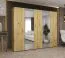 Kleiderschrank mit Soft-Close-Funktion Eiger 90, zwei Spiegeltüren, Farbe: Eiche Artisan, drei Kleiderstangen, 2,5 Meter breit, drei Fächer, Griffe: Kaschmir