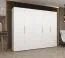 Kleiderschrank mit fünf Türen Korab 38, Farbe: Weiß, 2,5 Meter breit, Drehtürenschrank, drei Fächer, Griffe: Gold, drei Kleiderstangen, Soft-Close-Funktion