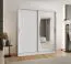 Kleiderschrank mit einer Spiegeltür Musala 14, Farbe: Weiß, 1,8 Meter breit, Aluminiumschienen, 10 Fächer, Schiebetürenschrank, zwei Kleiderstangen