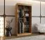 Kleiderschrank | Farbe: Eiche Artisan | 2 Kleiderstangen | 5 Fächer | 100 x 62 x 200 cm | dekorative Spiegeltür | Schiebetürenschrank | Moderne Details