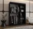 Kleiderschrank / Schiebetürenschrank | Farbe: Schwarz Matt | 2 Kleiderstangen | 5 Fächer | hochwertig Verarbeitet | 150 x 62 x 200 cm | für Schlafzimmer