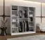 Schiebetürenschrank | Weiß Matt | Spiegeltür | Moderne Details | 180 x 62 x 200 cm | 10 Fächer | 2 Kleiderstangen | hochwertig Verarbeitet